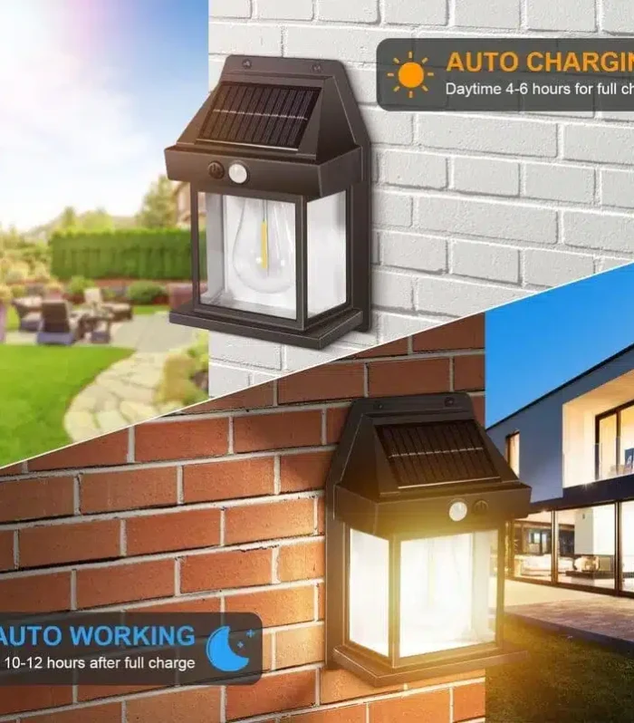 Lampe solaire murale avec détecteur de mouvement – Blanc